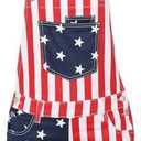 Women's American Flag Overalls Cotton Summer Rompers 4th of July Patriotic Jumpsuit Outfit Casual Adjustable Bibs Size XL