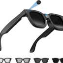 AI Smart Glasses with Camera, 1080P Video Recording Glasses, 8MP Camera Glasses, Real Time Translation, ChatGPT AI Voice Assistant, Open-Ear Audio,4-level electrochromic sunglasses for Men Women