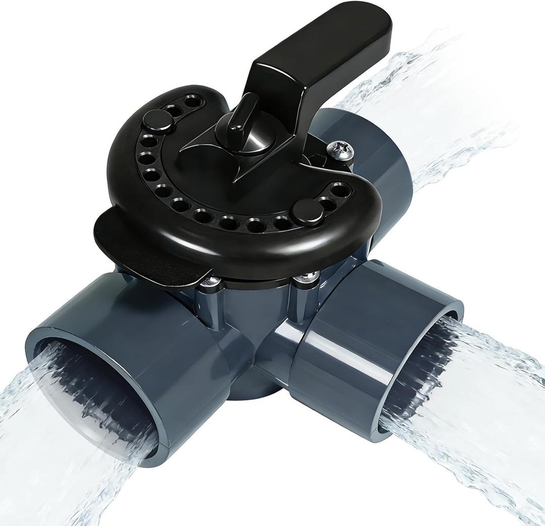 263028 Three Port Diverter Valve Compatible with Pentair, 2 Inch PVC Pool Valve, 3 Way Pool Valve for Swimming Pool Plumbing System, Grey (Gray)