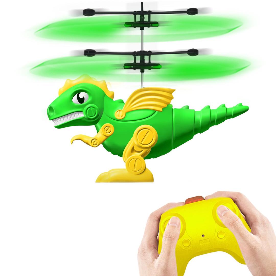 Rc Helicopter Dinosaur Toys for Kids 8+, 2.4GHz Flying Toy with LED Lights, Indoor/Outdoor RC Helicopter Drone, Cool Stuff Boys Gifts