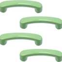 4Pcs Green Glossy Ceramic Pulls Handle Cabinet Pulls, Arch Shaped Dresser Knobs 3" Hole Center Small Cute Kitchen Cabinet Pull Handles for Bedroom