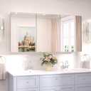 TokeShimi 48x24 Bathroom Medicine Cabinet with Mirror Tempered, Aluminum Silver Mirrored Medicine Cabinet Recessed or Surface Mount with Adjustable Storage Metal for Modern Farmhouse