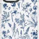 for iPhone 12 Case, Vintage Botanical Pattern with Blue Flowers, Military-Grade Drop Protection, Floral Soft Slim TPU Protective Cover with Camera Protection for Women & Girls