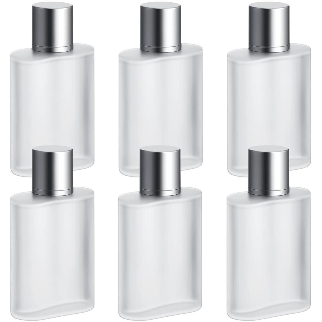 6 Pcs Perfume Bottles Empty Frosted Glass Spray Bottles 50ml Refillable Atomizer Perfume Dispenser Fine Mist Atomizer Cosmetic Make up Container for Women Men Travel Essentials, Sliver (Silver Gray)