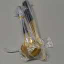 TEAHA Reusable Korean Chopstick and Spoon Set,4 Sets Long Handle Stainless Steel Spoon and Chopsticks Set,Metal Chopsticks Dishwasher Safe, Black Gold.