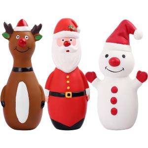 Malier 3 Pack Christmas Dog Toys, Durable Latex Squeaky Dog Chew Toy, Funny Interactive Dog Toys Perfect for Puppy Small Medium Pets Dogs