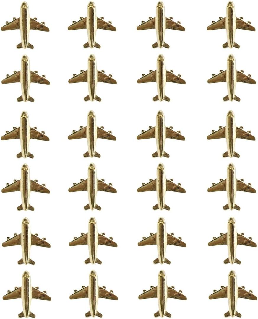 Small Metal Airplane Push Pins,Gold Aircraft Pushpin,Decorative Plane Pin,Thumb Tacks for Bulletin Cork Board Office School Supplies,Fun Shaped Thumbtacks for DIY/Home/Office (24Pcs Gold)
