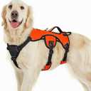 rabbitgoo Escape Proof Dog Harness, Soft Padded Full Body Pet Harness, Reflective Adjustable No Pull Vest with Lift Handle and Leash Clip for Large Dogs Walking Hiking Training, L, Orange