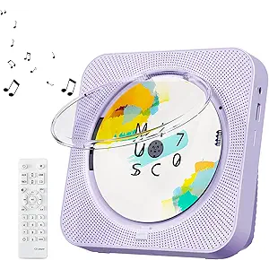 CD Player Portable Bluetooth 5.1 Desktop CD Player with HiFi Sound Speakers,Remote Control,Dust Cover,LED Display,Boombox FM Radio,USB/AUX for Home,Kids (Purple)