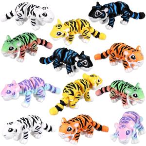 Honoson 12 Pcs 3D Printed Animal Fidget 3D Mini Animal Flexible Cute Articulated Small Stress Pet Relief Fidget for Adult Party Favors Home Display(10-13cm,Tiger)