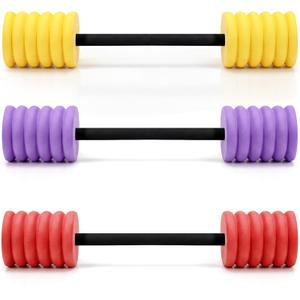 Soulchen 3 Pack Long Aquatic Exercise Dumbbells Pool Exercise Equipment Eva Foam Water Aerobics Equipment With High Density For Weight Loss Water Sport Fitness Tool(Purple, Yellow, Red,Large)