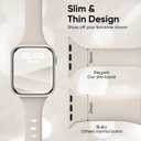 Thin Slim Band and Case Compatible for Apple Watch Bands Women Men 40mm 44mm 42mm 46mm 41mm 45mm, Silicone Sport Strap Cover and Screen Protector for iWatch Series 11/10/9/8/7/6/5/4/SE 3 (Starlight)