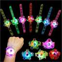 48 Pack LED Light Up Fidget Spinner Bracelets Party Favors for Kids 4-8 8-12, Glow in The Dark Party Supplies, Birthday Gifts, Treasure Box Toys, Goodie Bags Stuffers for Kids
