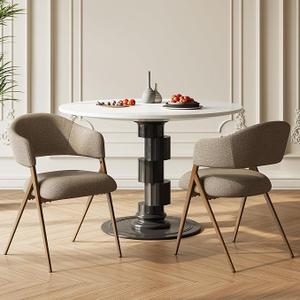 COLAMY Dining Chairs Set of 2, Modern Fabric Upholstered Dining Room Kitchen Side Chairs with Open Back and Padded Seat for Living Room/Restaurant/Cafe, Taupe