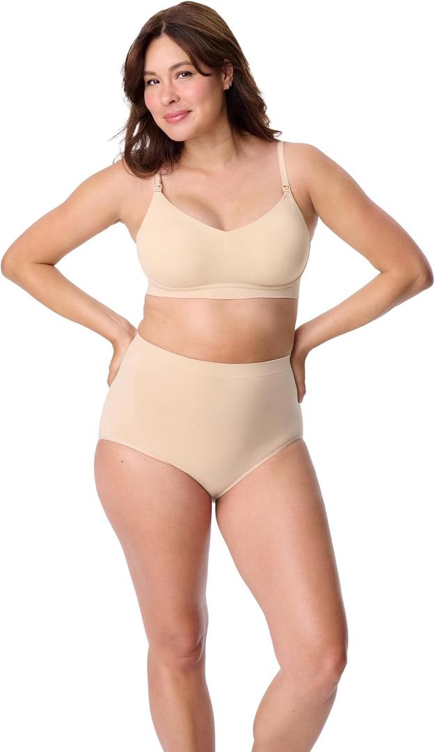 Motherhood Maternity Womens Comfort Nursing Bra with Removable Pads, Wirefree and Seamfree, Breastfeeding Friendly, Essential Nude, Medium