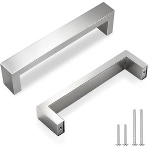 Brushed Nickel Cabinet Pull Handles 30 Pack  128mm (5") Hole Spacing, 20mm (0.79") Width  Stainless Steel Modern Drawer Handles for Kitchen & Bathroom Cabinets