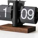 Flip Desk Clock - Retro Digital Flip Table Clock - Mid Century Modern Decor Auto Battery Powered Gear Operated for Room, Home, Office (A Style)