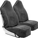 Season Guard Terry Cloth Sweat Towel Seat Cover; Carseat Towel Protector; Great for Gym Workout; Waterproof; Universal Fit for Car SUV Van Truck; EZ fit; Non Slip Grip; Machine Washable; 2pc Grey