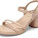 Women's Wide Width 2.7-Inch Block Heel Sandals Ankle Buckle Strappy Chunky Heels Prom Homecoming Wedding Dress Shoes, 7.5
