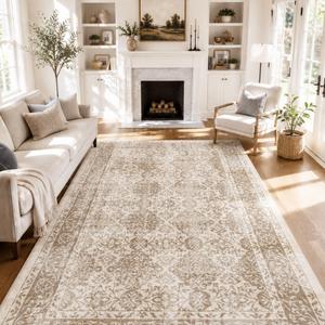 6x9 Area Rug Washable Non-Slip Living Room Rugs,Beige&Brown Area Rug
Soft Vintage Distressed Pattern Carpet for Bedroom Dining Room, Foldable Thin Floor Mat for High Traffic Areas