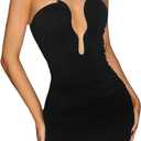 Floerns Women's Strapless Tube Top Bodycon Dress Sleeveless Club Party Mini Dresses (Black), S