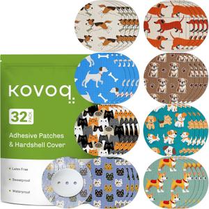 32 Pack Dexcom G7 Overpatches with Reusable Hardshell Cover, Kovoq Waterproof Adhesive Patches for Dexcom G7 & Stelo, Reduce Compression Lows Breathable and Hypoallergenic Up to 15 Days (Dogs & Cats)