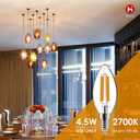 2 x B11 Dimmable Vintage LED Edison Candelabra Bulb 4.5W, 60W Equivalent, High Brightness, 2700K Warm White Light, Clear Glass, Candles/Chandelier Style, E12 Base, 3PCS