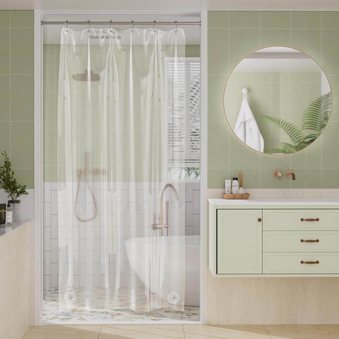 Amazer Stall Shower Curtain Liner, 36x72 Plastic Clear Shower Liner PEVA Medium Weight Inside Shower Curtains for Bathroom with Rustproof Grommets