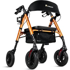 Foldable Rollator Walkers for Seniors with Seat,4 Wheel Rolling Walker
