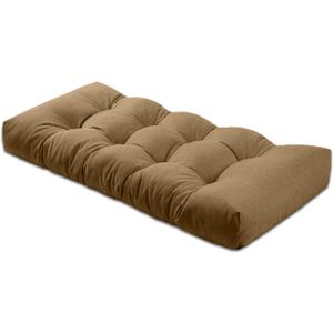 Bench Cushion 54 inches,Indoor/Outdoor Non-Slip Tufted Cushions, Premium Waterproof Linen, Soft Piano Sofa Cushions, High-Density Memory Foam(Coffee-54x16x4in)