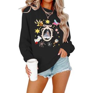 ALLTB Magical Sweatshirt for Women Princess Shirt Funny Magic Graphic Pullover Family Vacation Long Sleeve Tops (Yellow, S)