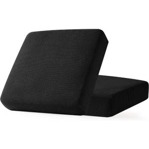 CHUN YI 2PC Stretch Couch Cushion Covers, Sofa Seat Slipcovers Suitable for Armchair Loveseat Sofa with Spandex Jacquard Fabric (2Pc,Black)
