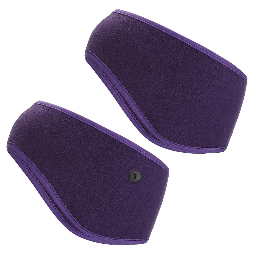 PATIKIL Ear Warmer Headband, 2 Pack Polar Fleece Ear Warmer Winter Stretchy Running Sweatband Outdoor Essential for Jogging Walking Skiing, Dark Purple