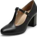 DREAM PAIRS Mary Jane Chunky Heels Wedding Dress Shoes The Classic Closed Toe Design with 2.75" Low Chunky Heels T-strap Mary Jane Pump, 11 