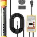 Adjustable Immersion Water Heater 1500W, Portable Stainless Steel Bucket Heater with Thermostat, Auto Shut-Off, Temperature Display, Safety Alarm, Fast Heating for Home, Bath, Camping, RV (Yellow)