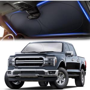 X-Large Truck Front Windshield Sun Shade (69" x 35")  280T Thickened Reflective Sunshade, Blocks 99% Heat & UV Rays, Foldable Windshield Sunshade Keeps Vehicle Interior Cool