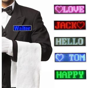 LED Name Badges Business Card Badges Business Card Screen Scrolling for Restaurant Shop Party Bar led Name Board(Blue)