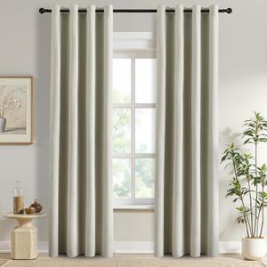 DONREN 100% Blackout Curtains 90 Inches Long Thermal Insulated, Soft Linen Grommet Blackout Drapes for Bedroom, 2 Panels 52Wx90L, Cream