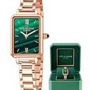 Lola Rose Classy Watches for Women, Women's Wrist Watch with Rose Gold Stainless Steel Band, Womens Watch with Green Dial, Watch for Ladies Gift