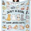 Cat Blanket Gifts for Women Girls Soft Flannel Cat Throw Blanket Cats Gifts for Cats Lovers Birthday Gift Bedding Decor for Kids Adults All Season 50" x 40"
