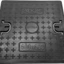 24x24in Fiberglass Replacement Manhole Cover-Only Lid,Corrosion Resistance Square FRP Sewer Cover with Handles for Pavement,Lightweight Septic Tank Lid,Non-slip Trench Solid Plate (Black)