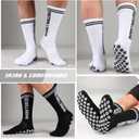 6 Pairs Non Slip Soccer Socks Stripe Anti Slip Football Baseball Athletic Soccer Socks for Men Women