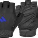 Adidas Essential Training & Weightlifting Gloves, Fingerless Workout Gloves (Small, Blue)