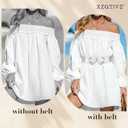 XZQTIVE Womens Wide Elastic Belt for Dresses Stretchy Fashion Waist Belt for Ladies with Boho Shell Gold Buckle (White)