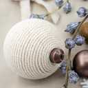 12PCS White Rustic Burlap Christmas Ornaments, 3.15" Handmade Jute Rope Balls, Farmhouse Christmas Tree Decorations, Boho Natural Hanging Ornaments for Holiday, Party & Home Dcor (White)