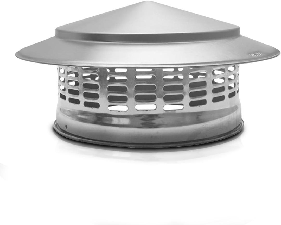 LangRay Chimney Caps for Outside, Stainless Steel Chimney Cover with Screen, Round Stove Pipe Cap, Roof Exhaust Vent Cap, Fireplace Roof Vent Cover Rain Caps for Chimney Stovepipe Finial (7.87 inch)