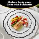 Contemporary Collection Combo Clear Plates with Black Rim - 7.5" - 10.5" (Pack of 32) - Sleek Modern Design - Perfect For Entertaining & Everyday Use