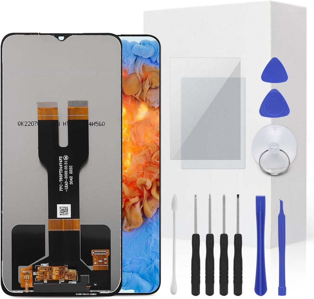 for T Phone REVVL 6 5G REVVL 6X 5G TMAF025G TMRV065G Screen Replacement Kit Full LCD Screen Display Touch Digitizer Full Assembly with Repair Tool for Model T Phone 6.52inch