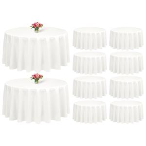 Showgeous 108 Inch Ivory Round Tablecloths, Polyester Table Covers