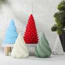 Leinuosen 5 Pcs Decorative Christmas Tree Table Top Decor Cement Christmas Tree Statue 6inch 5inch 4inch Minimalist Handmade Xmas Trees Tabletop Decoration for Xmas Holiday Table Decor, Five Color